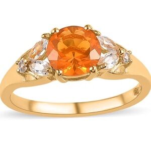 Premium Brazilian fire Opal Gold over Sterling silver Gemstone Ring
